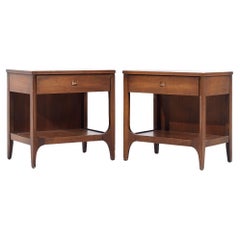 Vintage Broyhill Brasilia Mid Century Walnut Nightstands - Pair