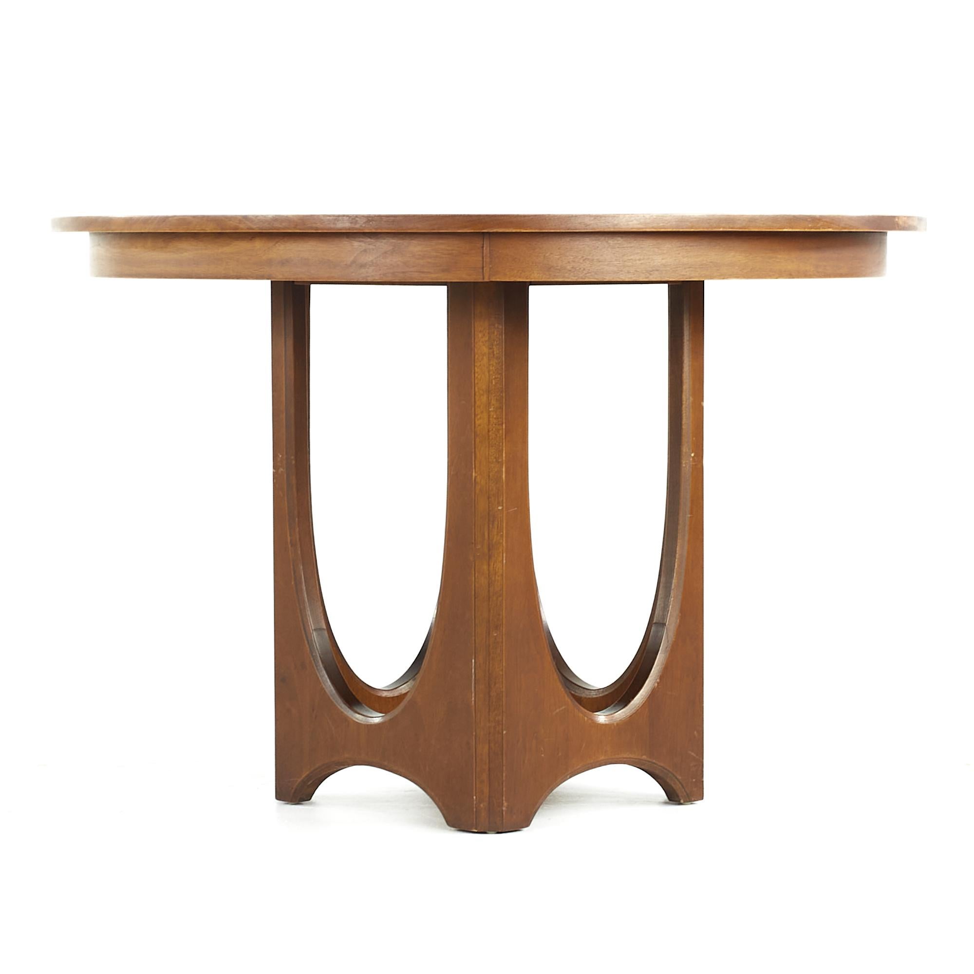 Mid-Century Modern Broyhill Brasilia Midcentury Walnut Pedestal Table with 3 Leaves