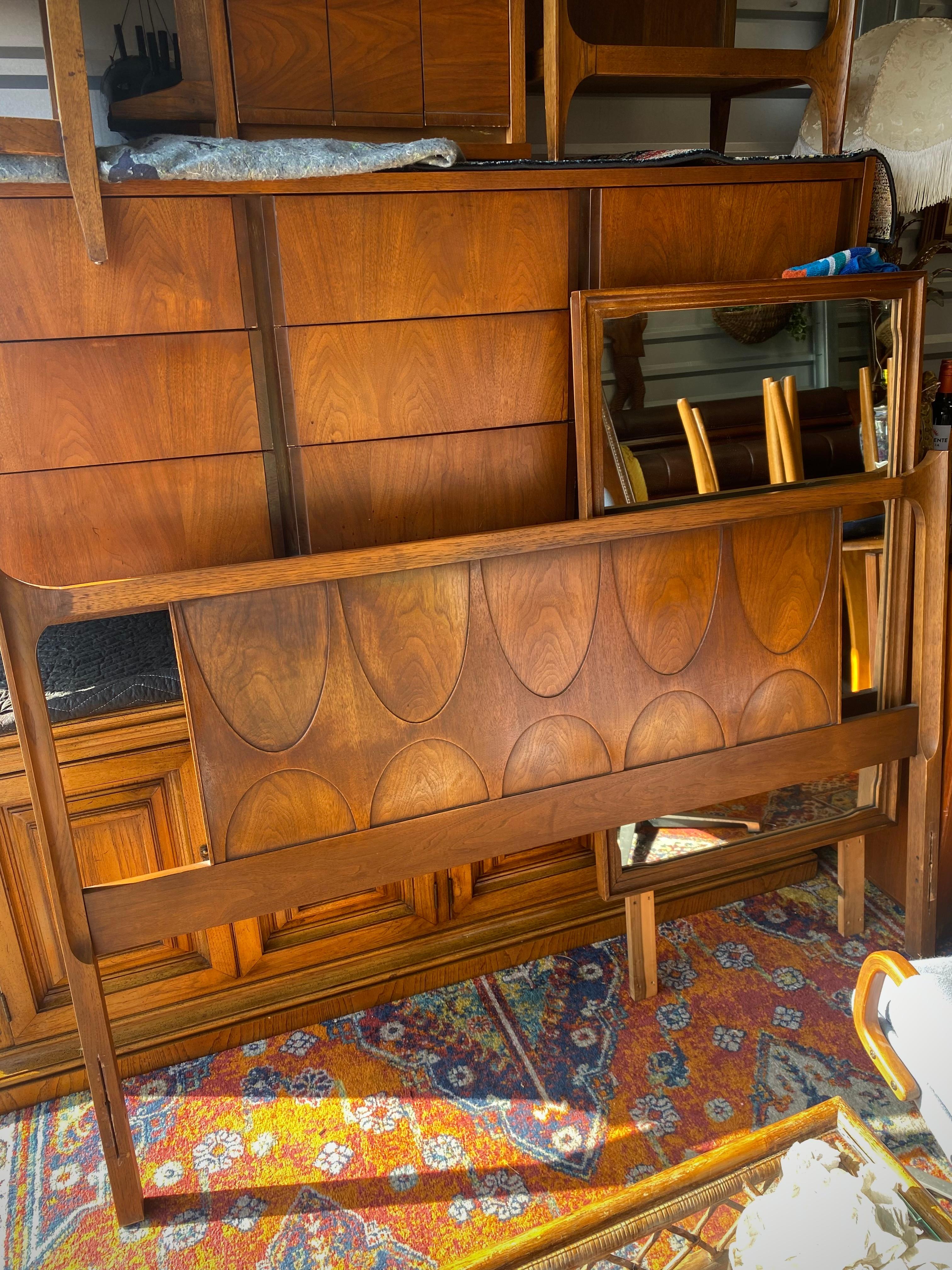 Broyhill Brasilia MidCentury Walnut Queen Headboard at 1stDibs