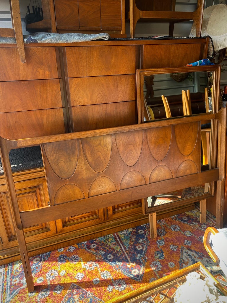 Broyhill Brasilia MidCentury Walnut Queen Headboard For Sale at 1stDibs