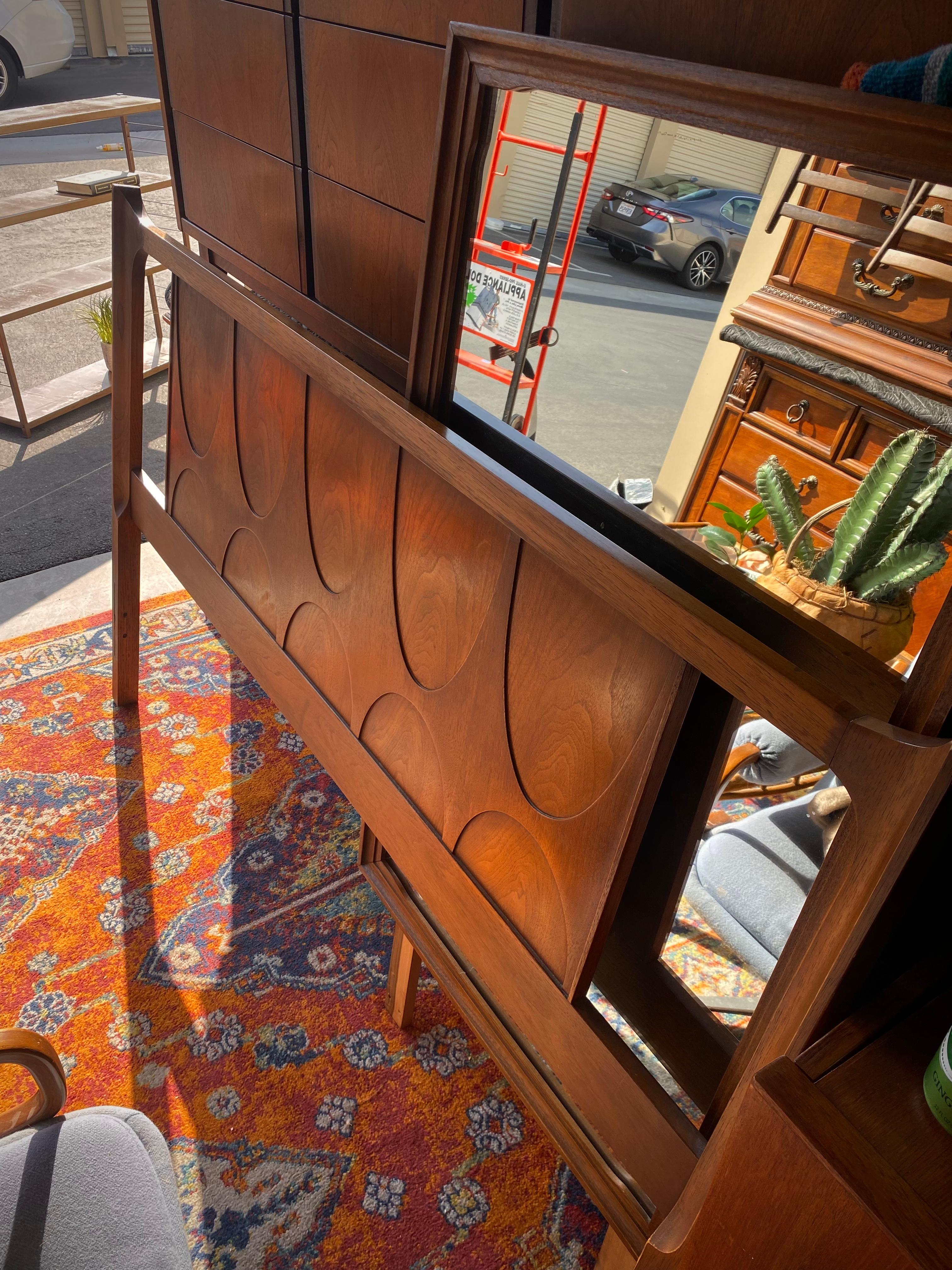 Broyhill Brasilia MidCentury Walnut Queen Headboard at 1stDibs