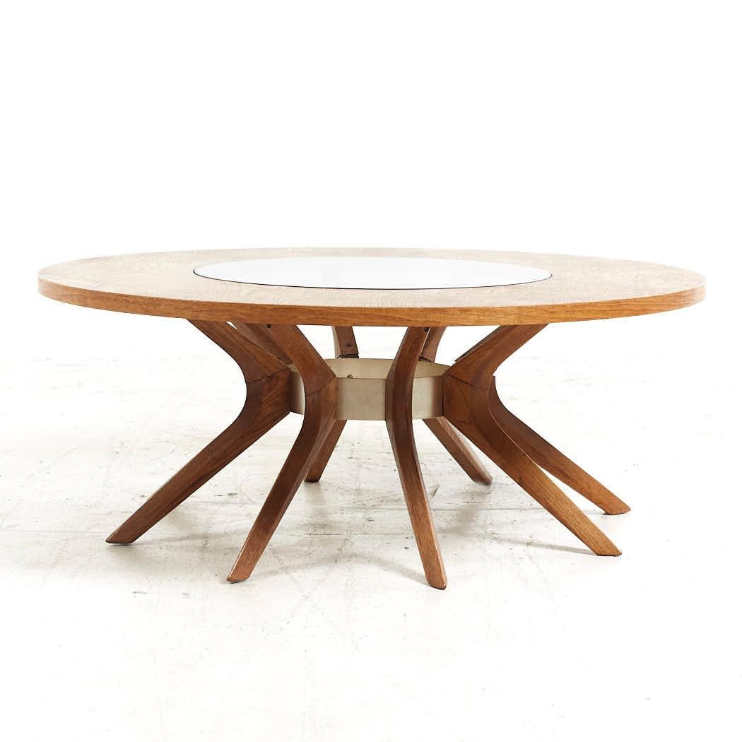 Mid-Century Modern Broyhill Brasilia Mid Century Walnut Round Coffee Table For Sale
