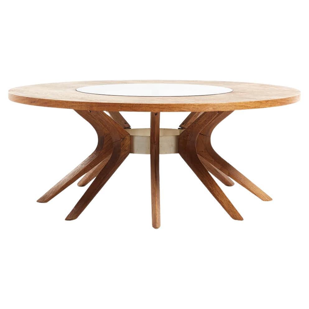 Broyhill Brasilia Table basse ronde en noyer du milieu du siècle