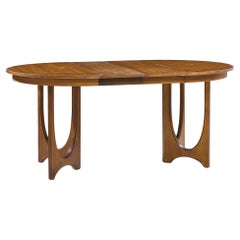Broyhill Brasilia Mid Century Walnut Round Expanding Dining Table with 2 Leaves Broyhill Brasilia Mid Century Walnut Round Expanding Dining Table with 2 Leaves
