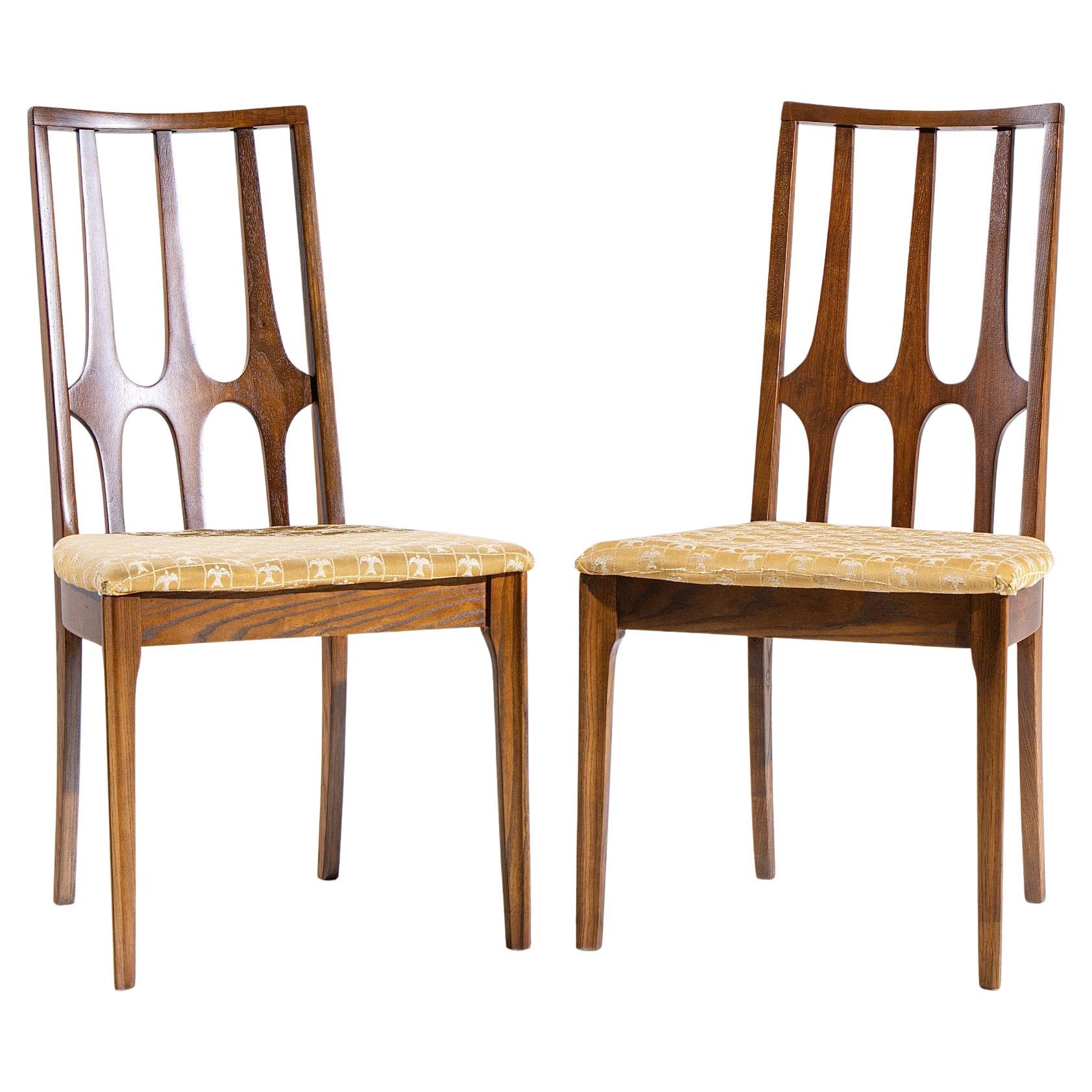 Broyhill Brasilia Mid Century Walnut Side Dining Chairs - Pair For Sale