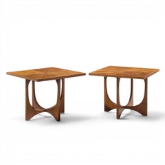 Broyhill Brasilia Mid Century Walnut Side Tables - Pair