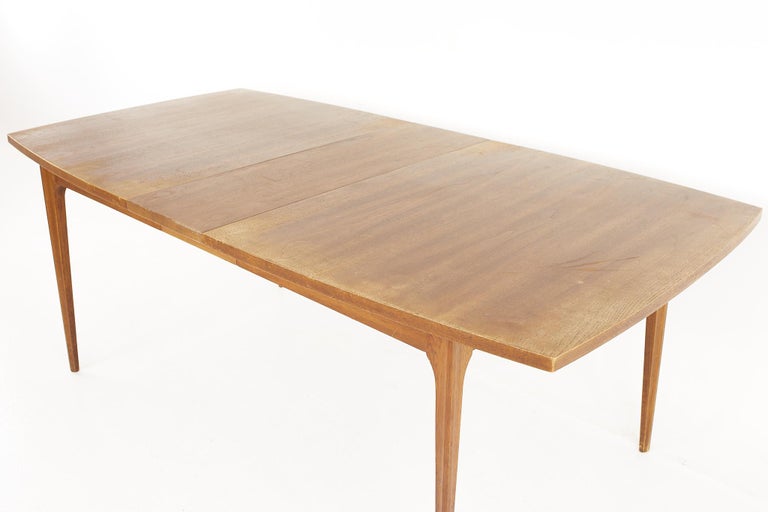 Broyhill Brasilia Mid Century Walnut Surfboard Dining Table - With One Leaf For Sale 5