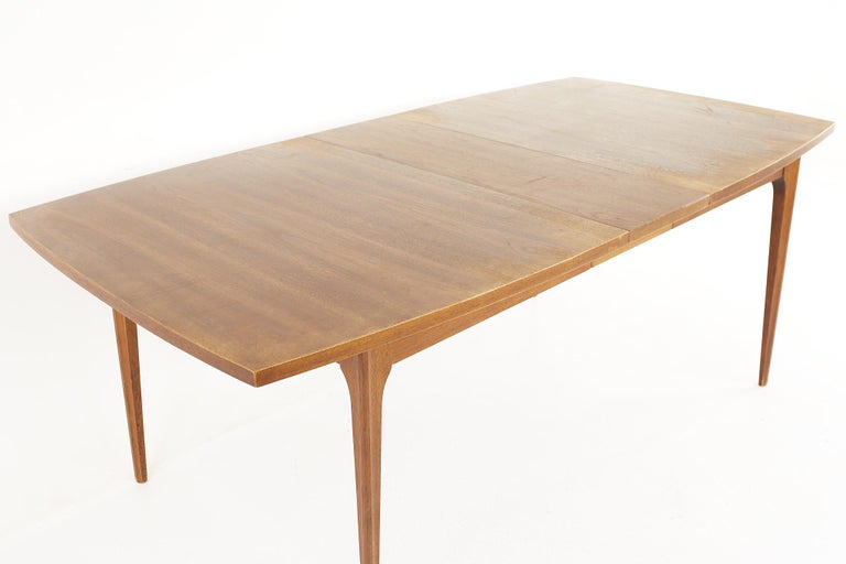 Broyhill Brasilia Mid Century Walnut Surfboard Dining Table - With One Leaf For Sale 6