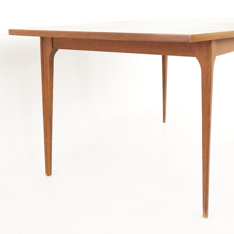 Broyhill Brasilia Mid Century Walnut Surfboard Dining Table - With One Leaf For Sale 1