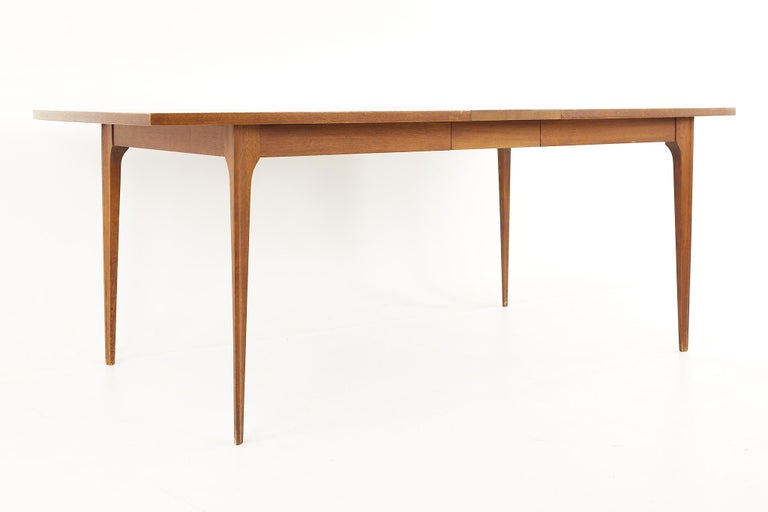 Broyhill Brasilia Mid Century Walnut Surfboard Dining Table - With One Leaf For Sale 2