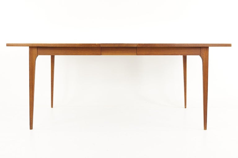 Broyhill Brasilia Mid Century Walnut Surfboard Dining Table - With One Leaf For Sale 3