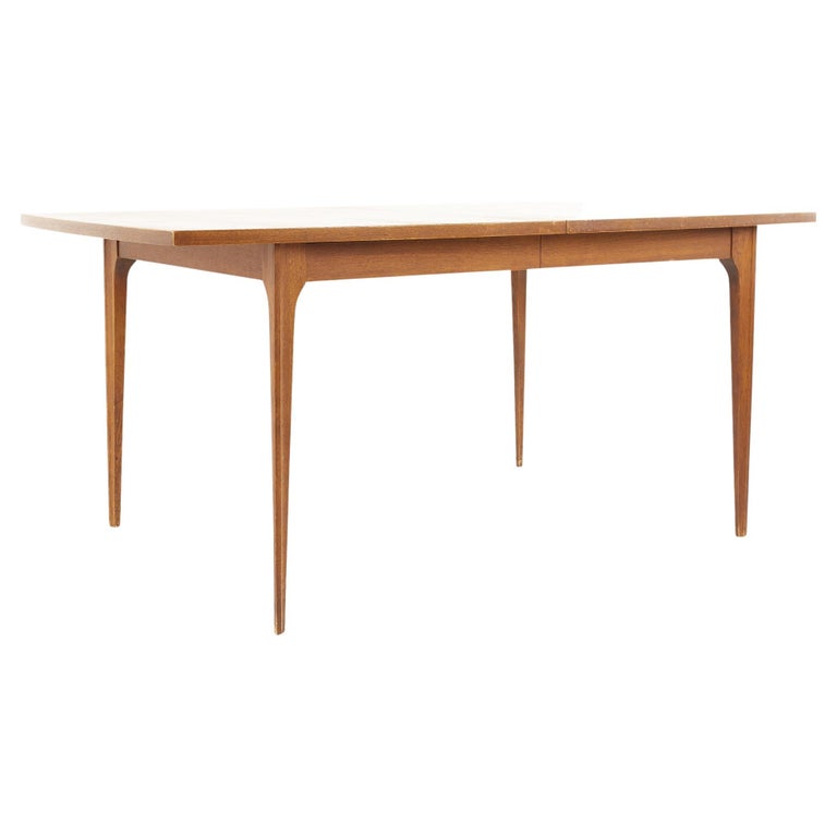 Broyhill Brasilia Mid Century Walnut Surfboard Dining Table - With One Leaf For Sale