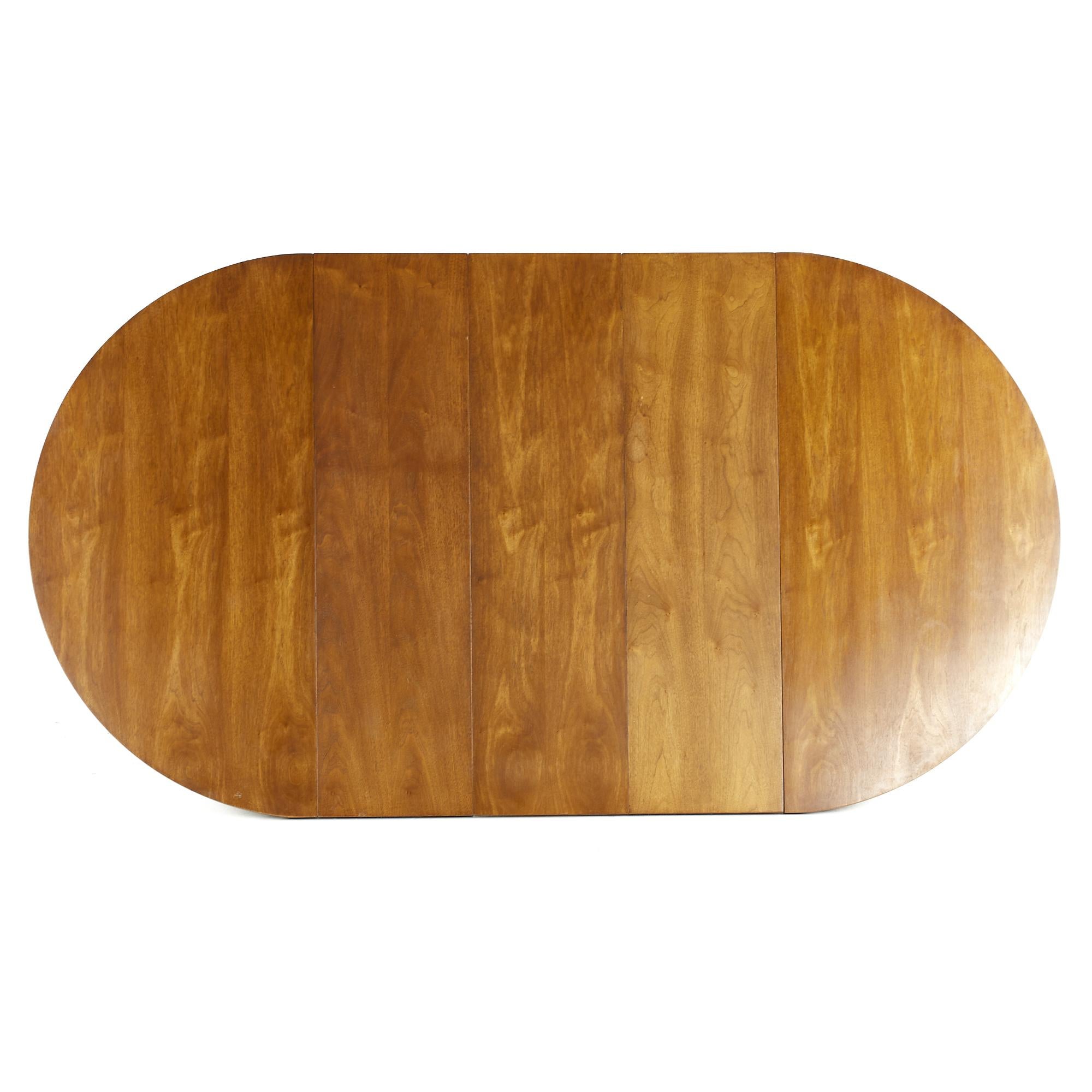 Broyhill Brasilia Midcentury Walnut Pedestal Table with 3 Leaves 9