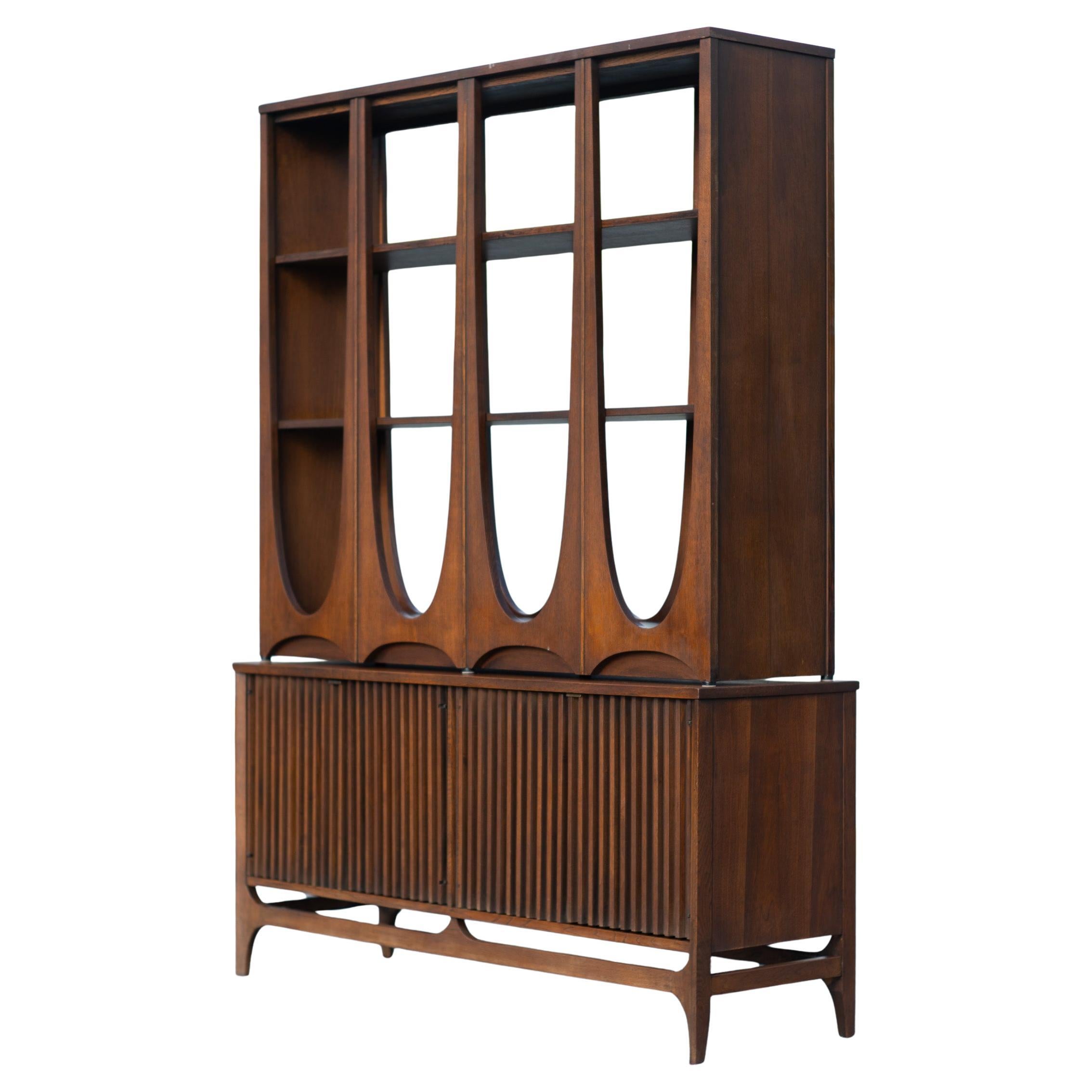 Broyhill Brasilia Model 6140-72/73 Room Divider Base & Deck Walnut Wall Unit