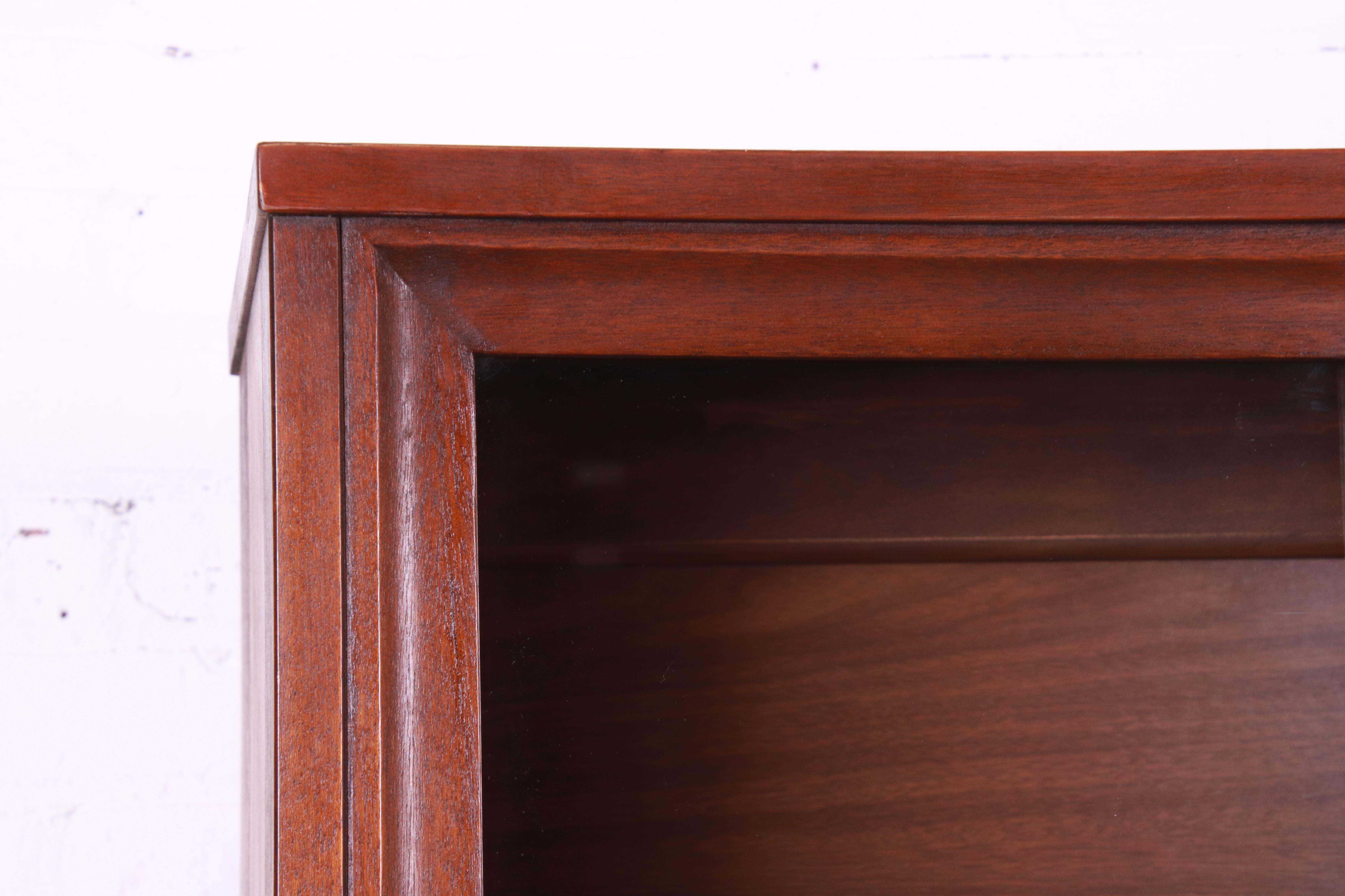 Broyhill Brasilia Sculpted Walnut Breakfront Bookcase or China Cabinet, 1960s 7