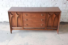 Broyhill Brasilia Sculpted Walnut Sideboard Credenza, 1960s
