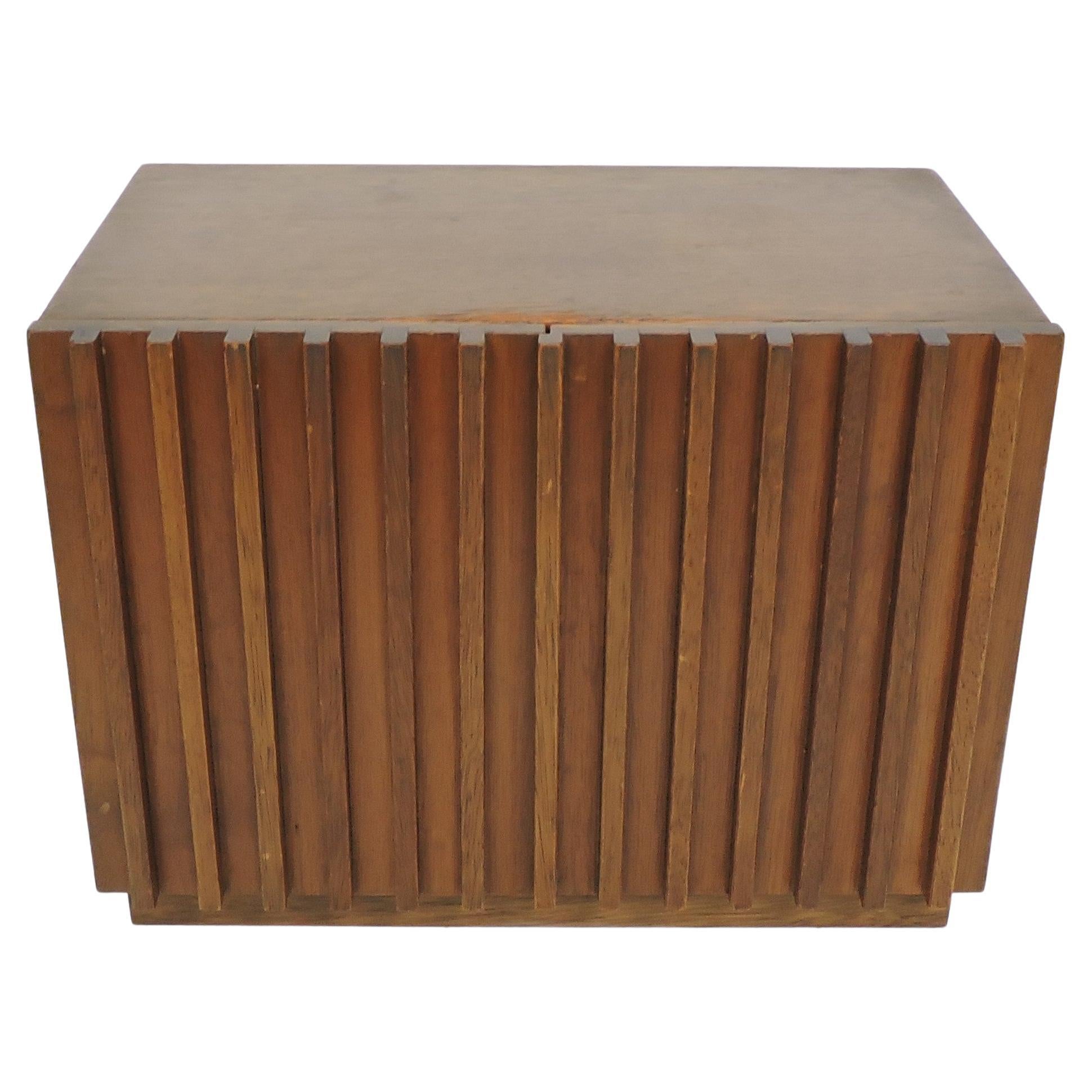 Broyhill Brasilia Style Fluted Walnut Mid Century Modern Jewelry Box