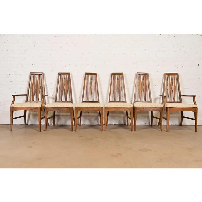 Broyhill Brasilia Style Mid-Century Modern High Back Dining Chair, Paar im Angebot 5