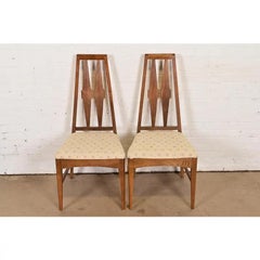 Broyhill Brasilia Style Mid-Century Modern High Back Dining Chair, Pair