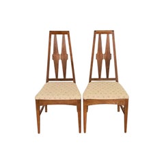 Broyhill Brasilia Stile Mid-Century Modern Sedia da pranzo con schienale alto, coppia