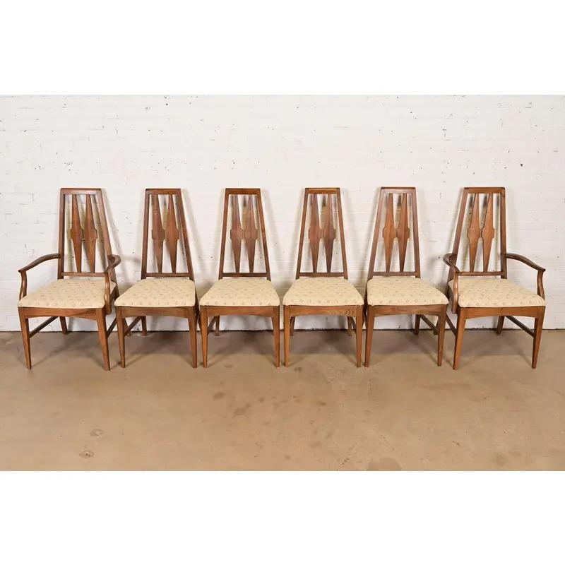 Americano Broyhill Brasilia - Sedie da pranzo con schienale alto in stile Mid-Century Modern, set di sei sedie in vendita