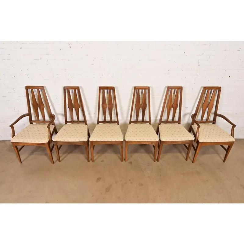 Metà XX secolo Broyhill Brasilia - Sedie da pranzo con schienale alto in stile Mid-Century Modern, set di sei sedie in vendita