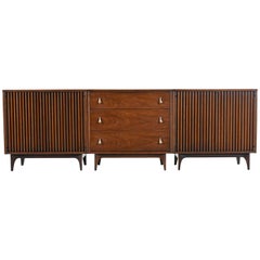 Vintage Broyhill Brasilia Three-Piece Modular Media Cabinet Credenza