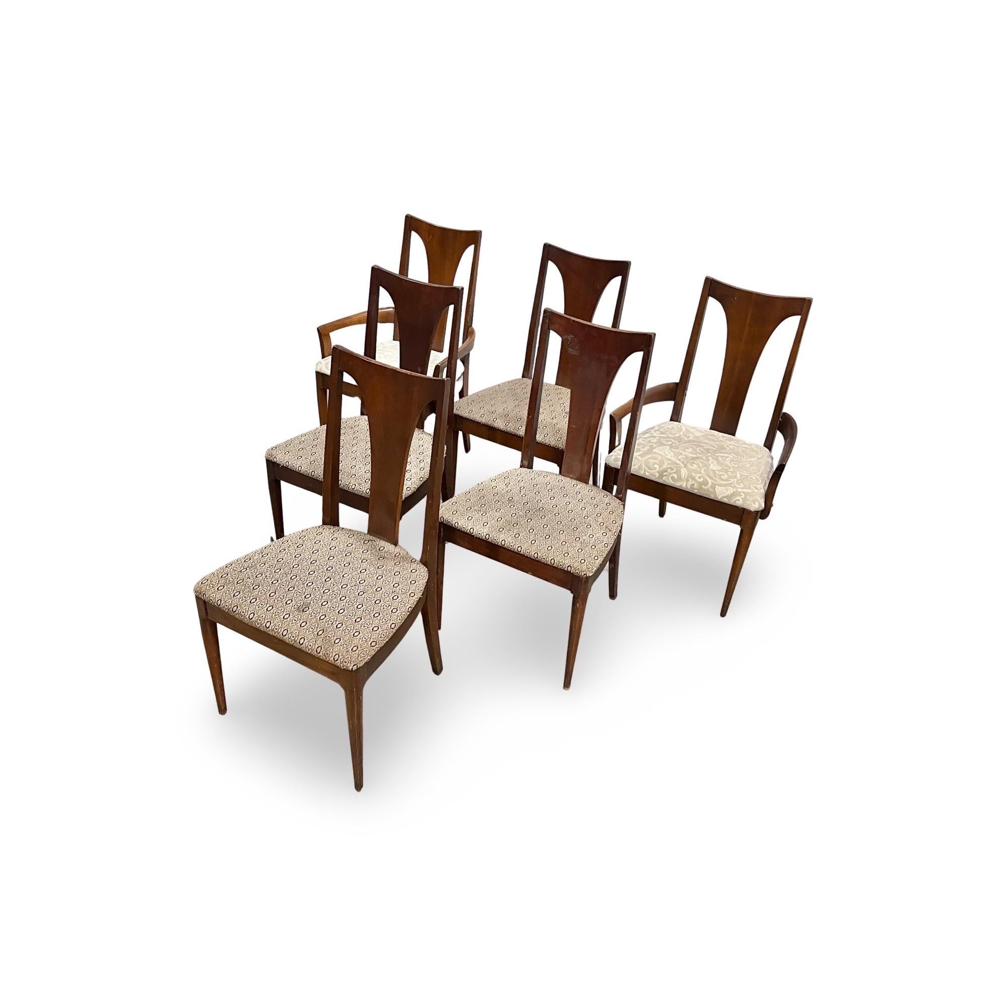 Mid-Century Modern Broyhill Brasilia Vintage Mid Century Modern Set of 6 Dining Chairs c. 1960s