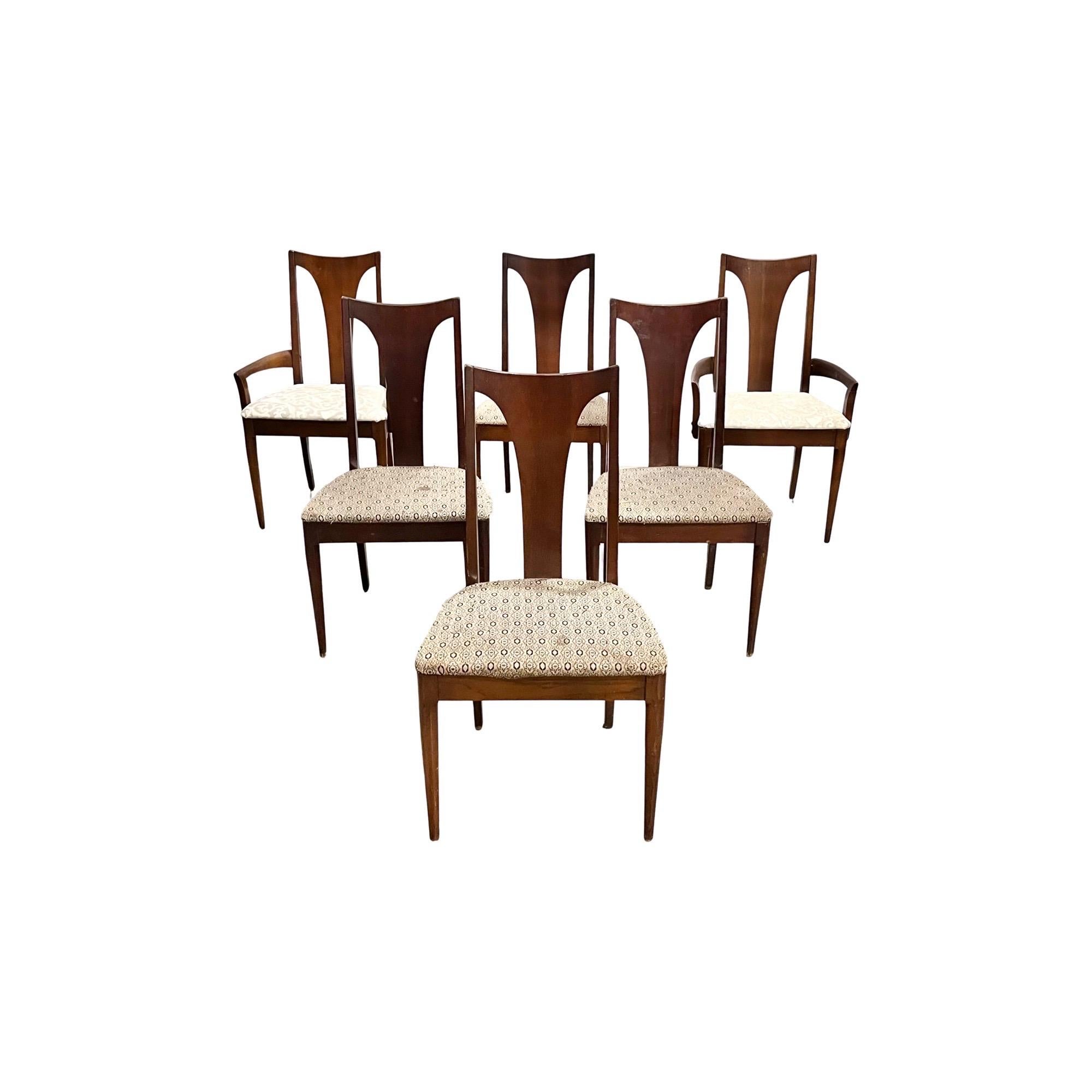 American Broyhill Brasilia Vintage Mid Century Modern Set of 6 Dining Chairs c. 1960s