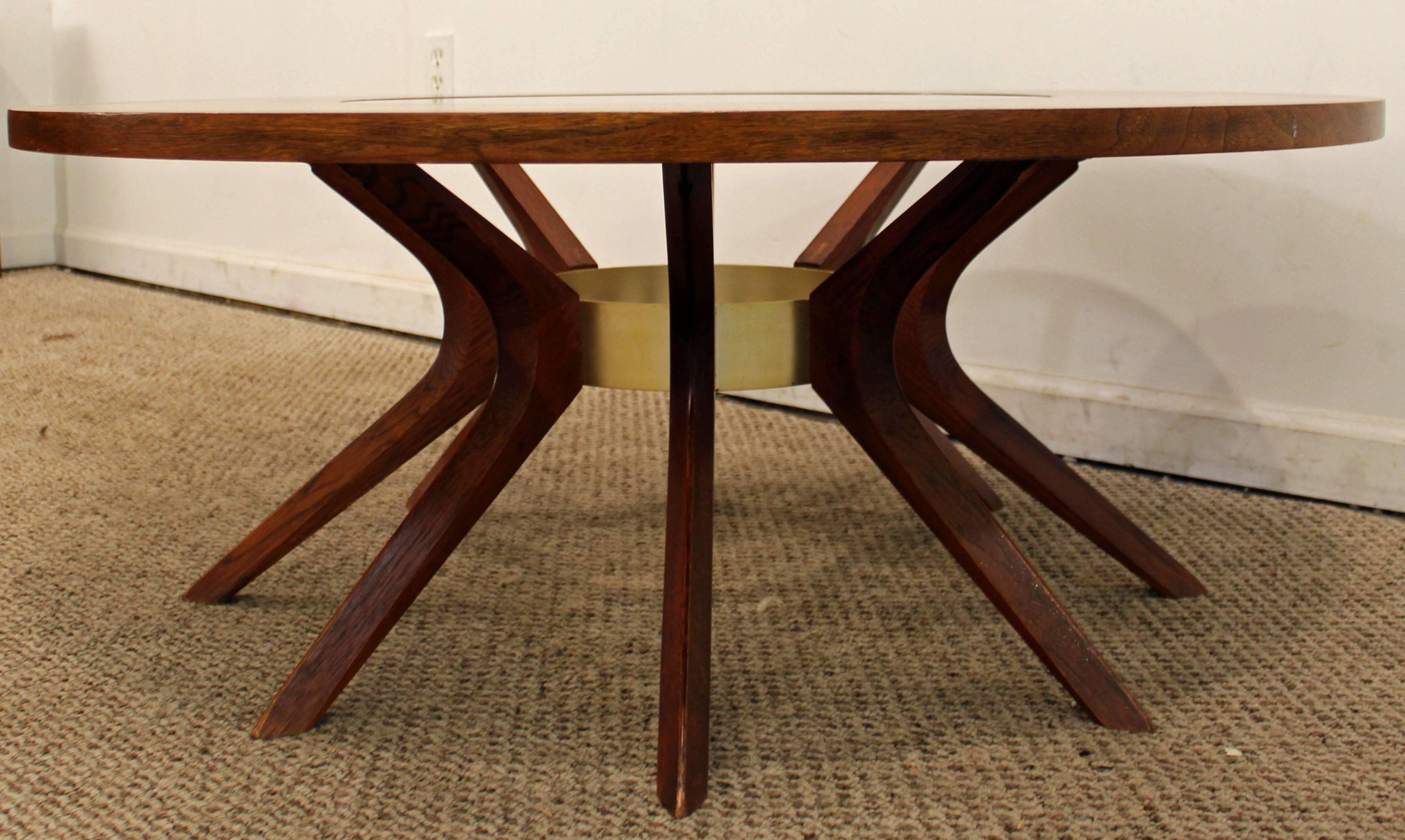 Mid-Century Modern Mid-Century Walnut and Glass Sculpted 'Sputnik' Round Coffee Table
