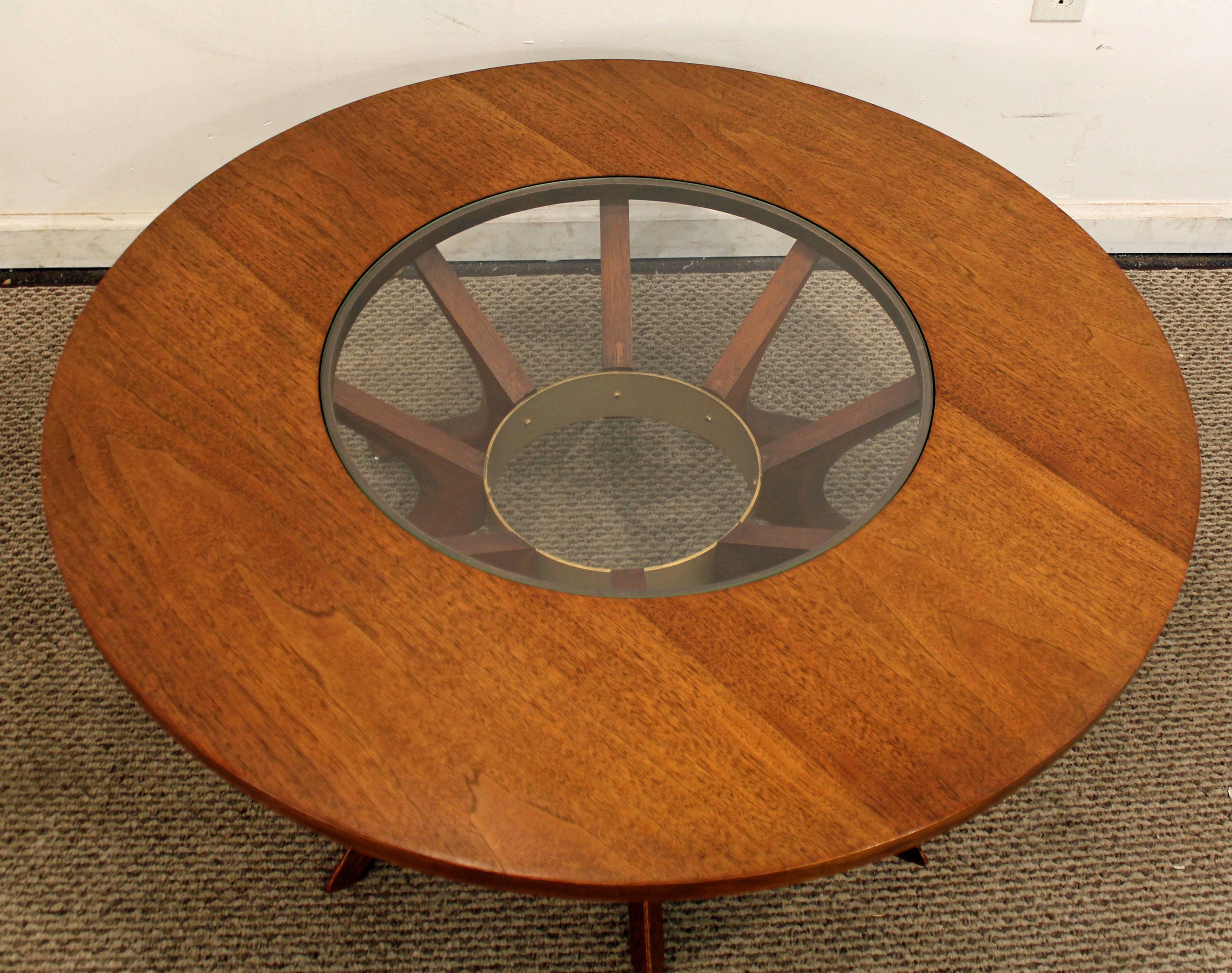 American Mid-Century Walnut and Glass Sculpted 'Sputnik' Round Coffee Table