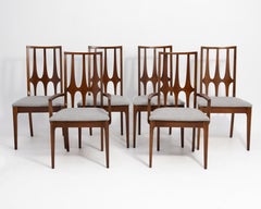 Broyhill Brasilia Walnut High Back Dining Chairs Mid Century - a Set of Six