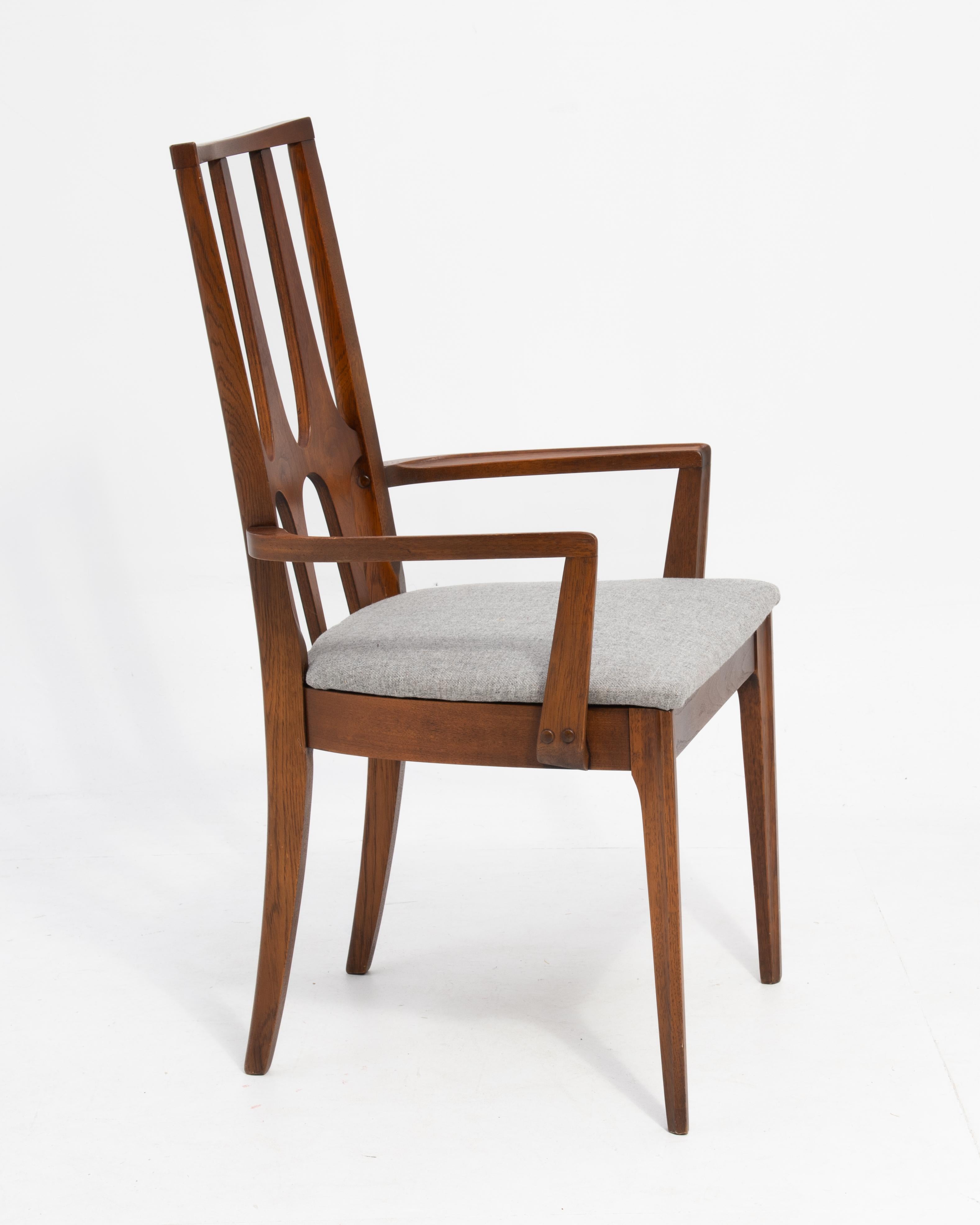American Broyhill Brasilia Walnut High Back Dining Chairs Mid Century - a Set of Six For Sale
