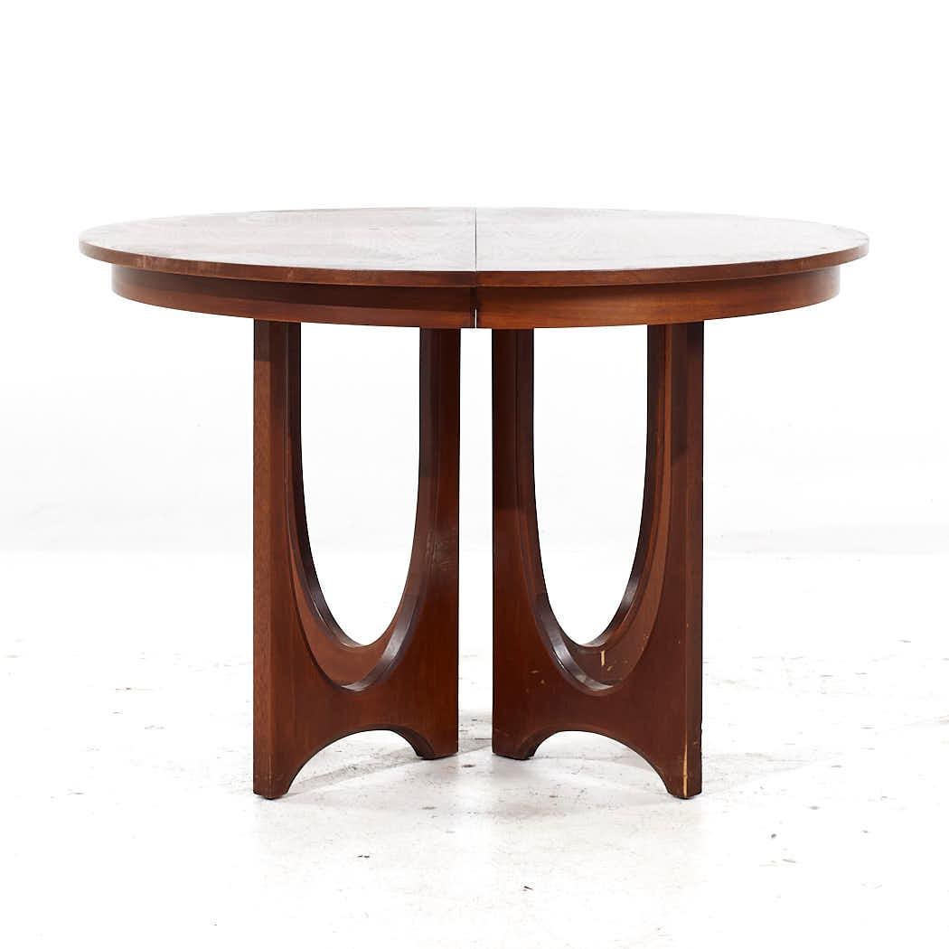 Broyhill Brasilia Walnut Pedestal Expanding Dining Table with 1 Leaf ...