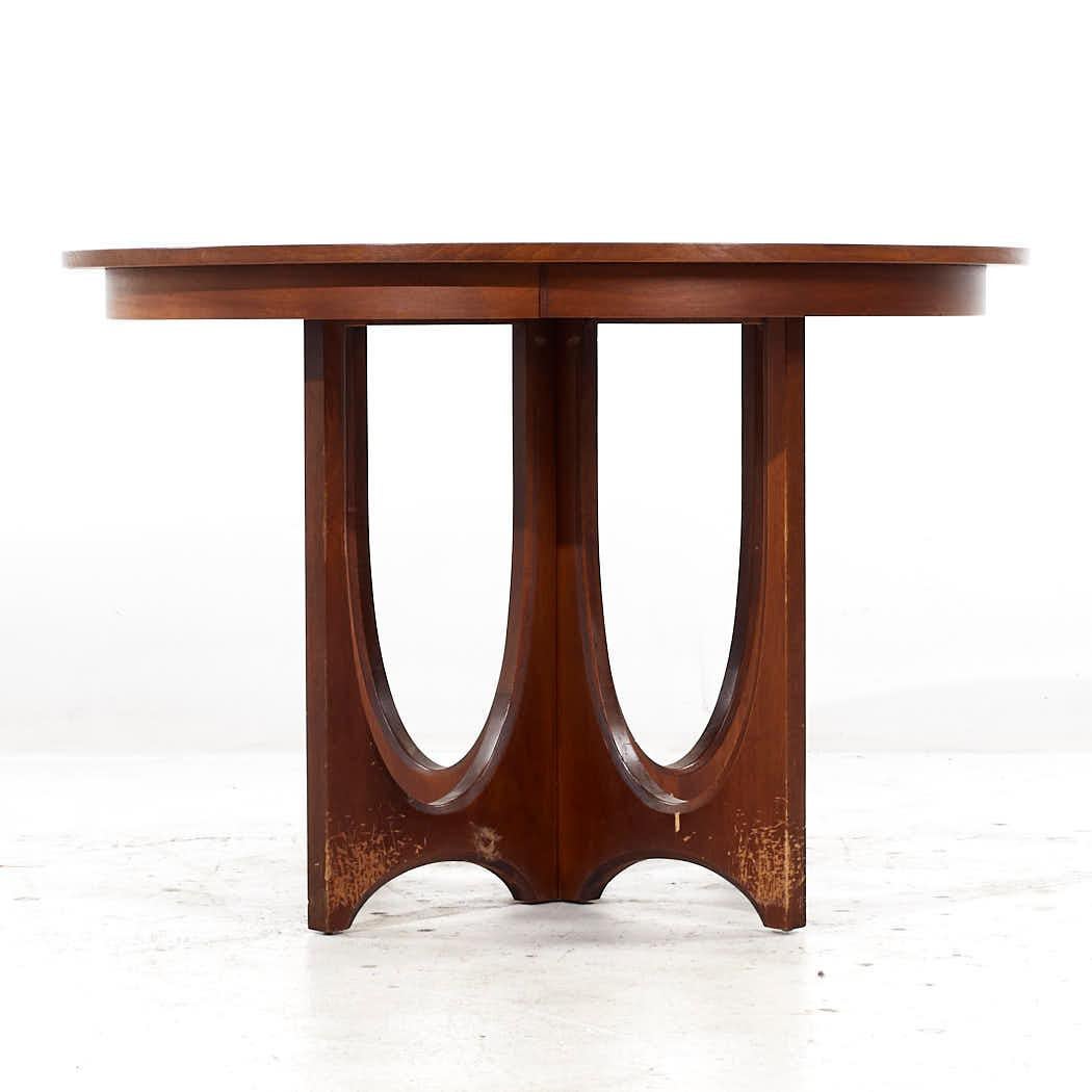 Broyhill Brasilia Walnut Pedestal Expanding Dining Table with 1 Leaf ...