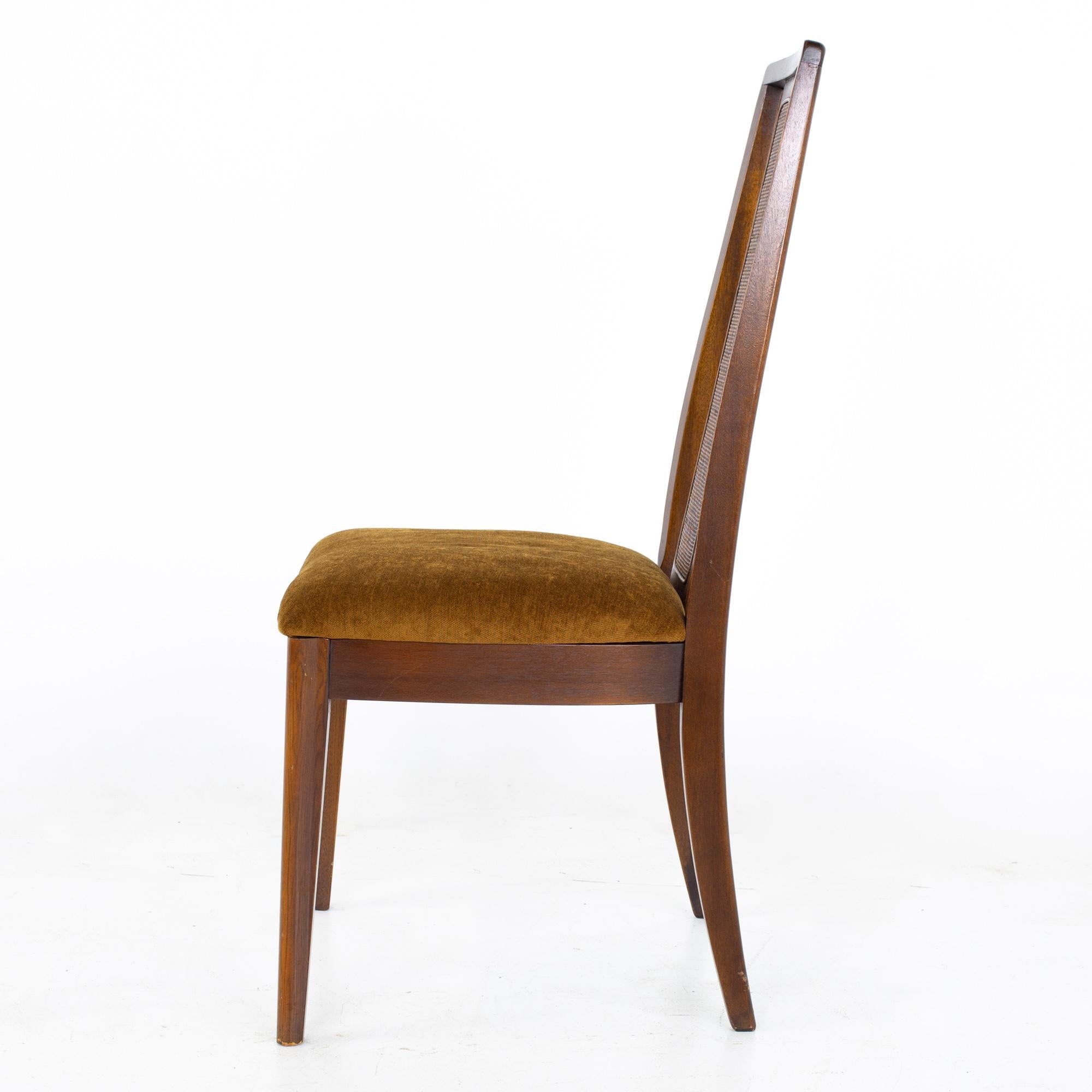 Broyhill Emphasis Mid Century Walnut and Cane Highback Dining Chairs, Set of 6 1