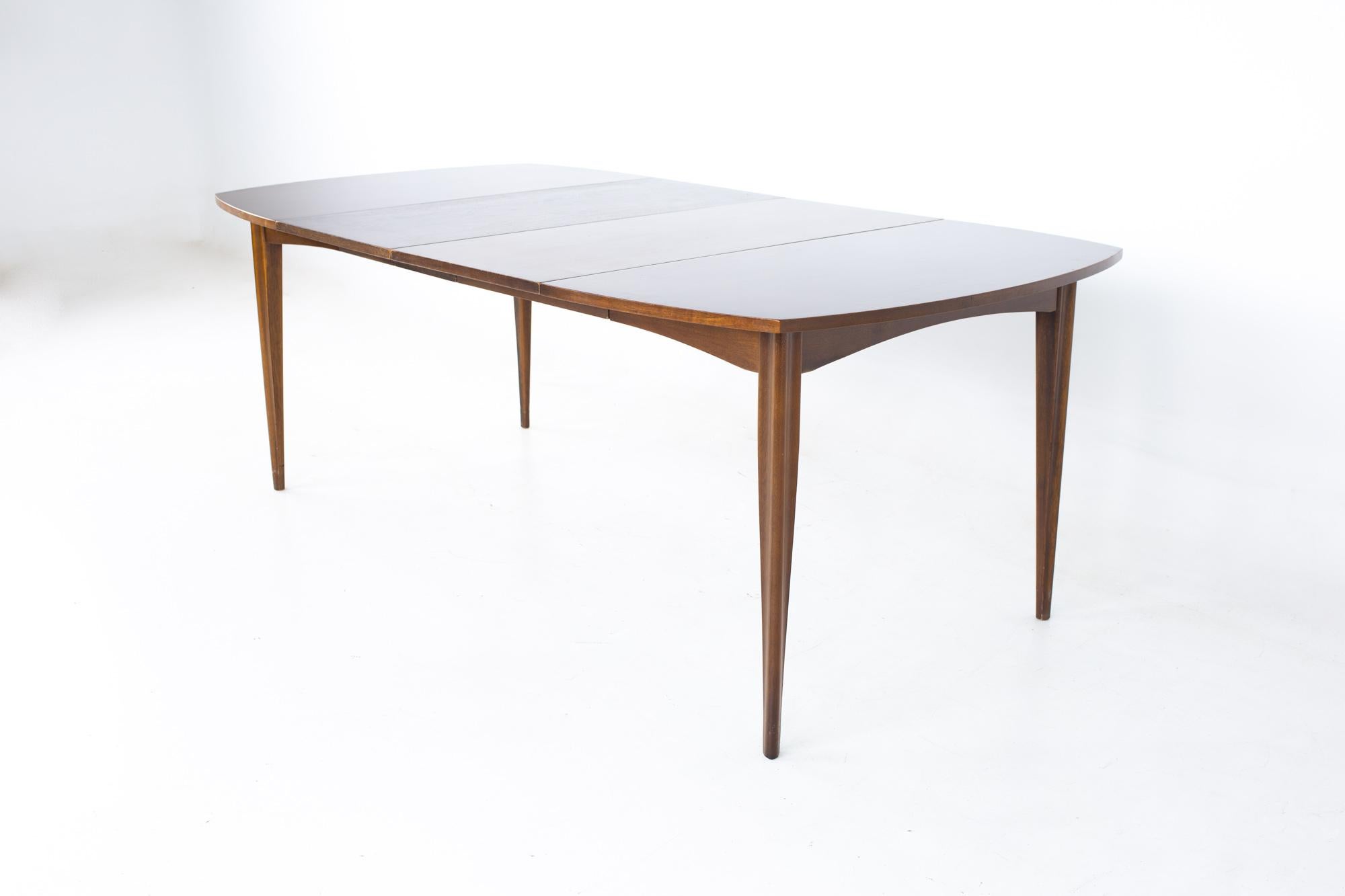 Broyhill Emphasis Mid Century Walnut Surfboard Expanding Dining Table 5