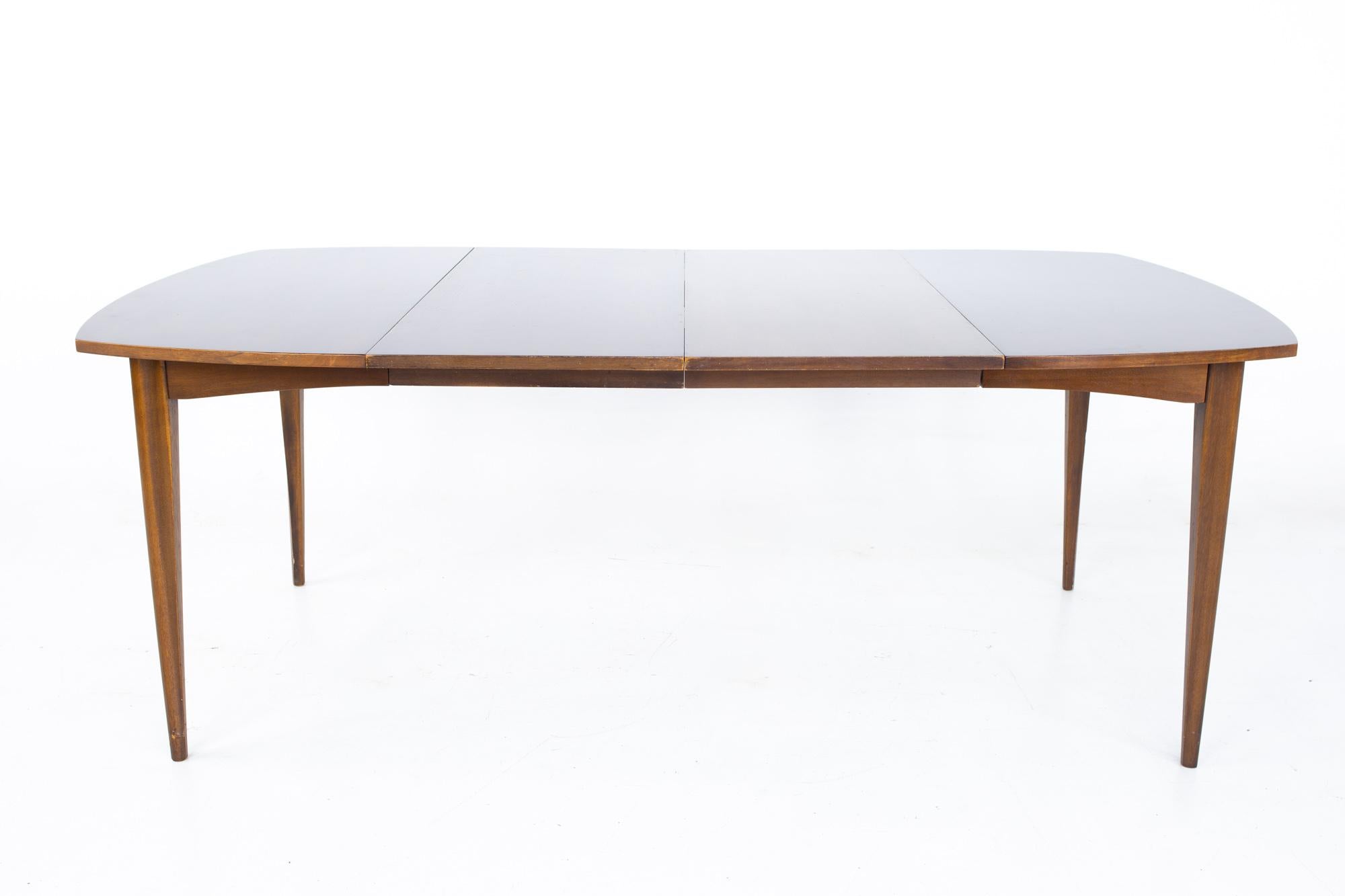 Broyhill Emphasis Mid Century Walnut Surfboard Expanding Dining Table 7