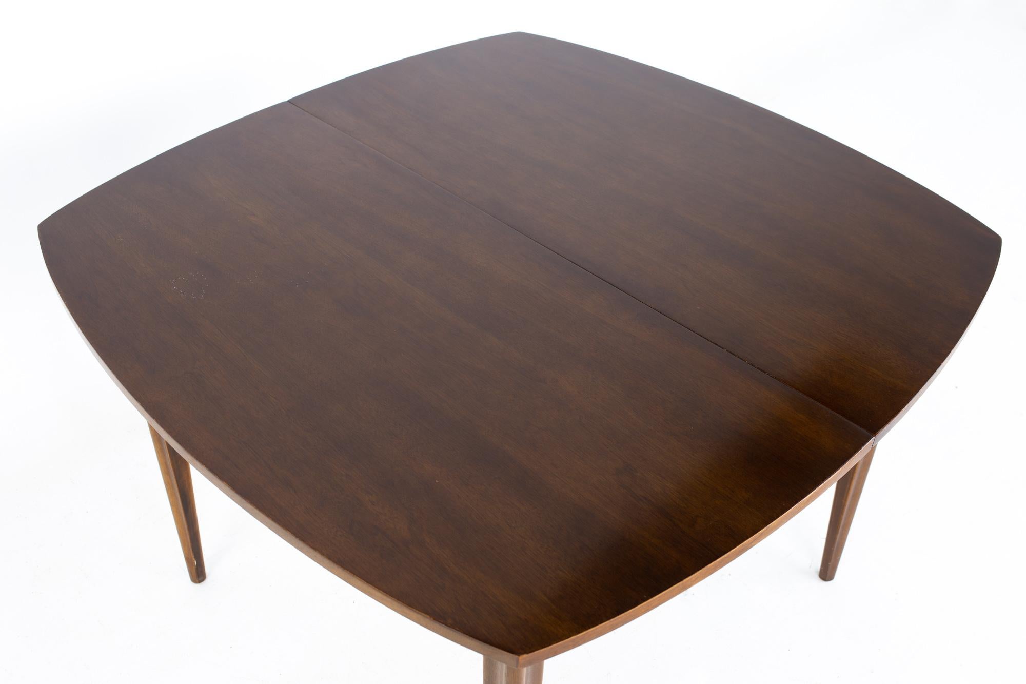 American Broyhill Emphasis Mid Century Walnut Surfboard Expanding Dining Table