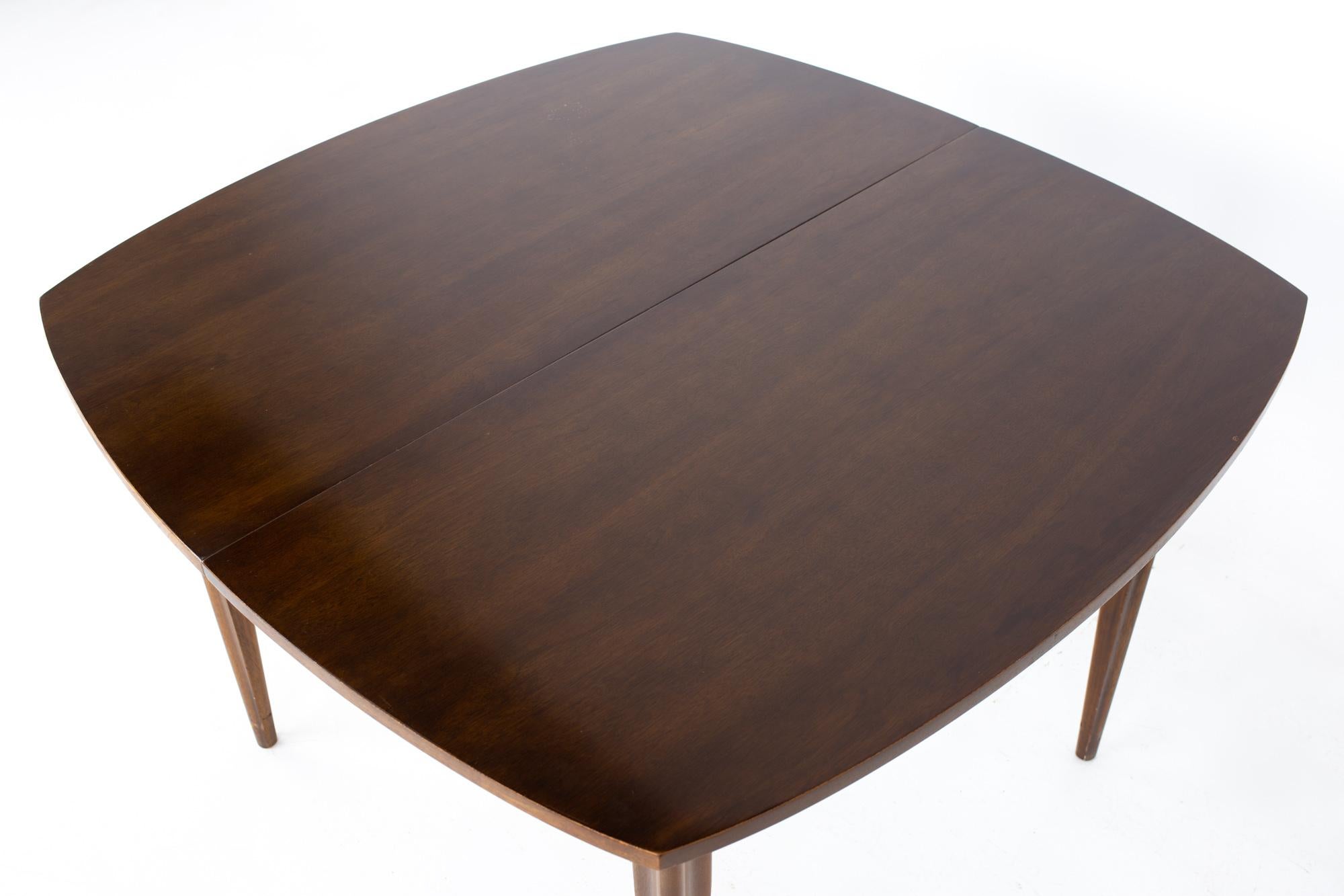 American Broyhill Emphasis Mid Century Walnut Surfboard Expanding Dining Table