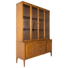 Retro Broyhill Forward '70 Mid Century Walnut Sideboard Credenza Buffet and Hutch