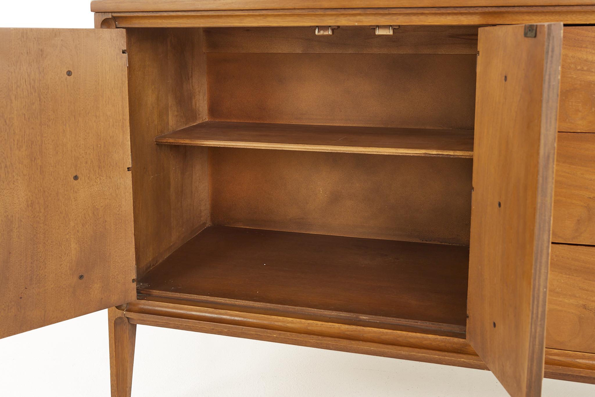 Late 20th Century Broyhill Forward '70 Mid Century Walnut Sideboard Credenza