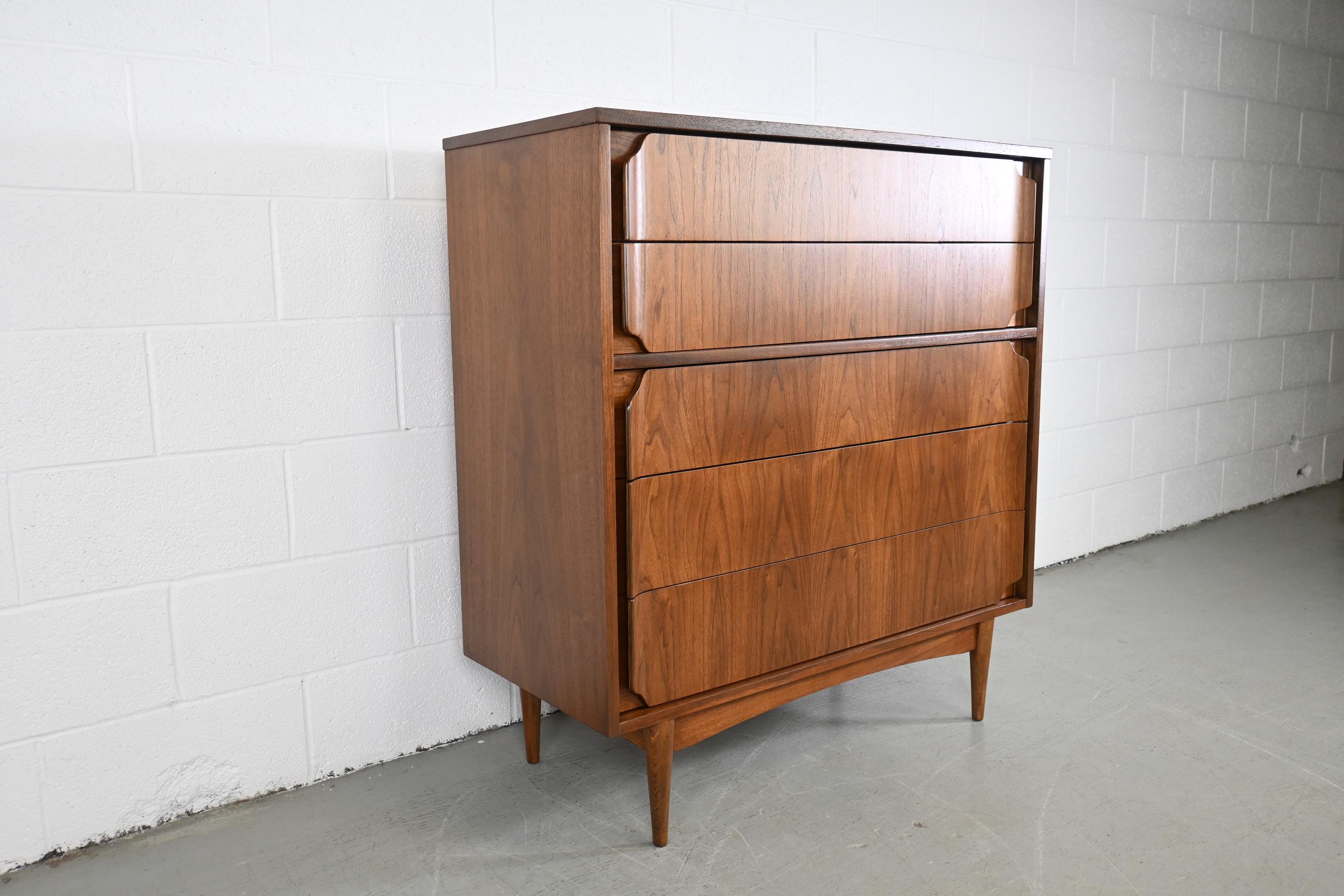 Broyhill Furniture Mid-Century Modern Walnut Highboy Dresser 1