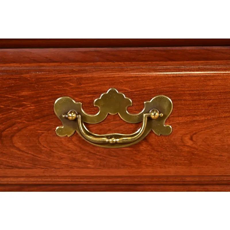 Broyhill Georgian Carved Cherry Wood Flip Top Bar Cabinet or Buffet Server For Sale 5