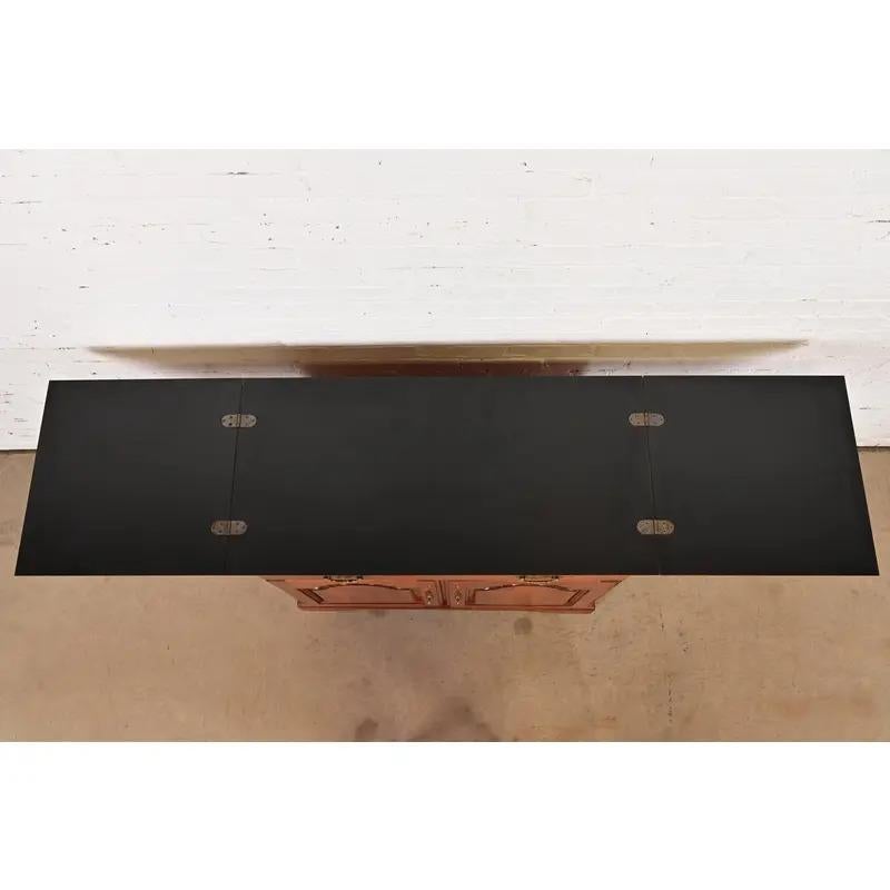 Broyhill Georgian Carved Cherry Wood Flip Top Bar Cabinet or Buffet Server For Sale 8