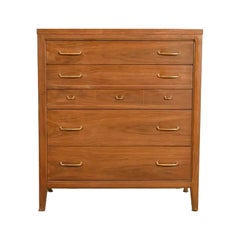 Broyhill Mid-Century Modern Sculpted Walnut Highboy Dresser, Circa 1960s