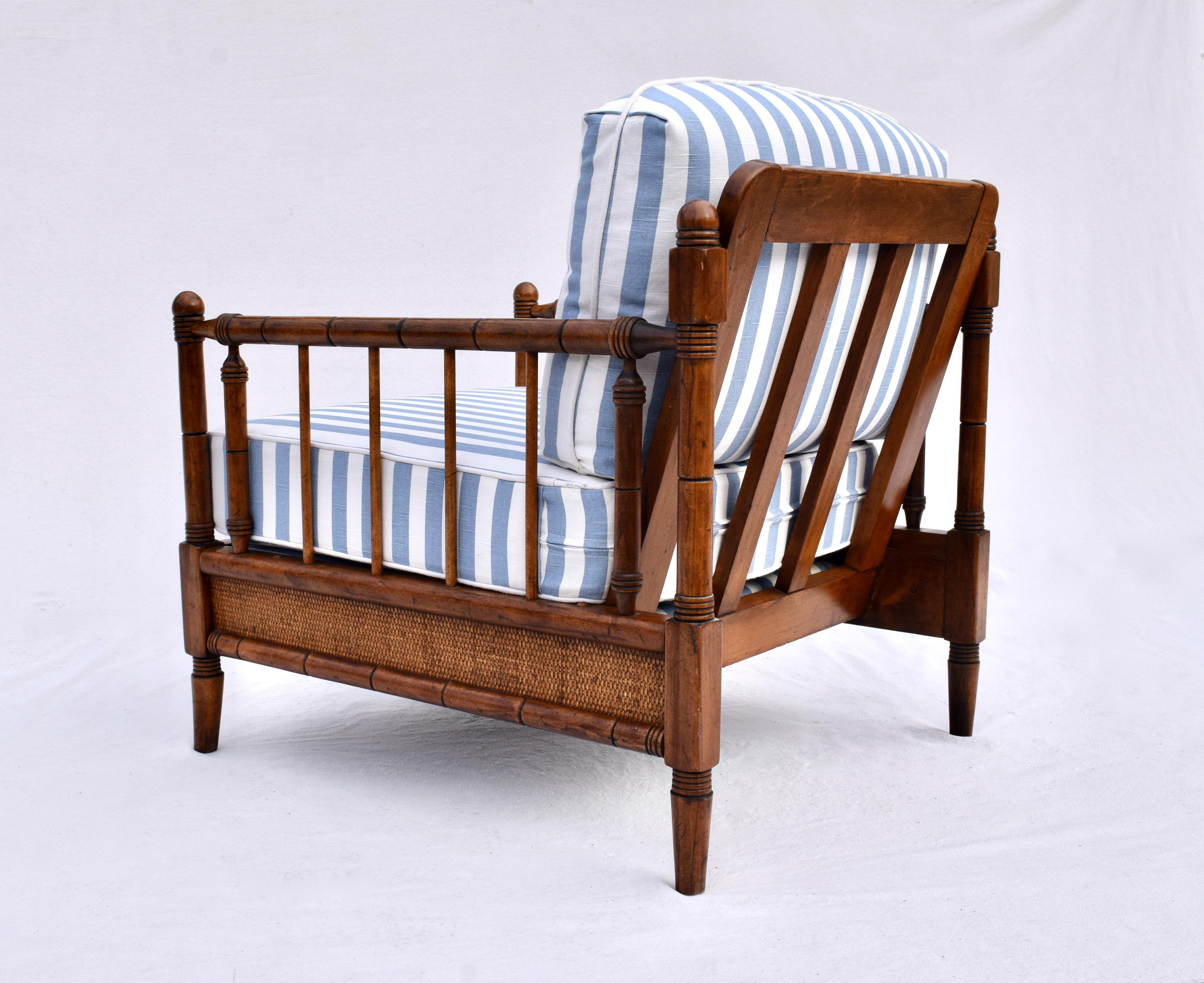 American Broyhill Premier British Colonial Style Chair & Ottoman
