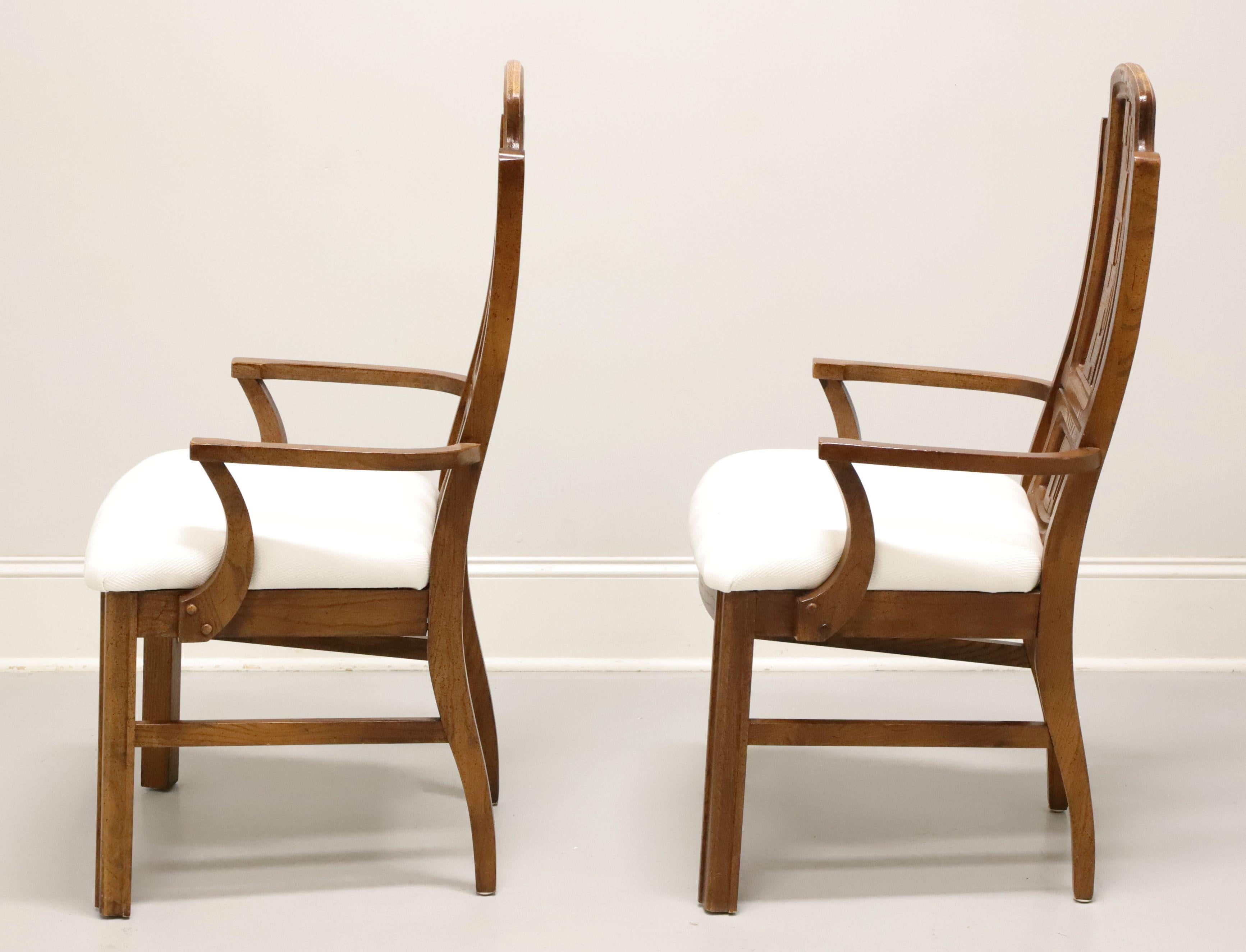 BROYHILL PREMIER Mid 20th Century Oak Brutalist Style Dining Armchairs - Pair For Sale 1