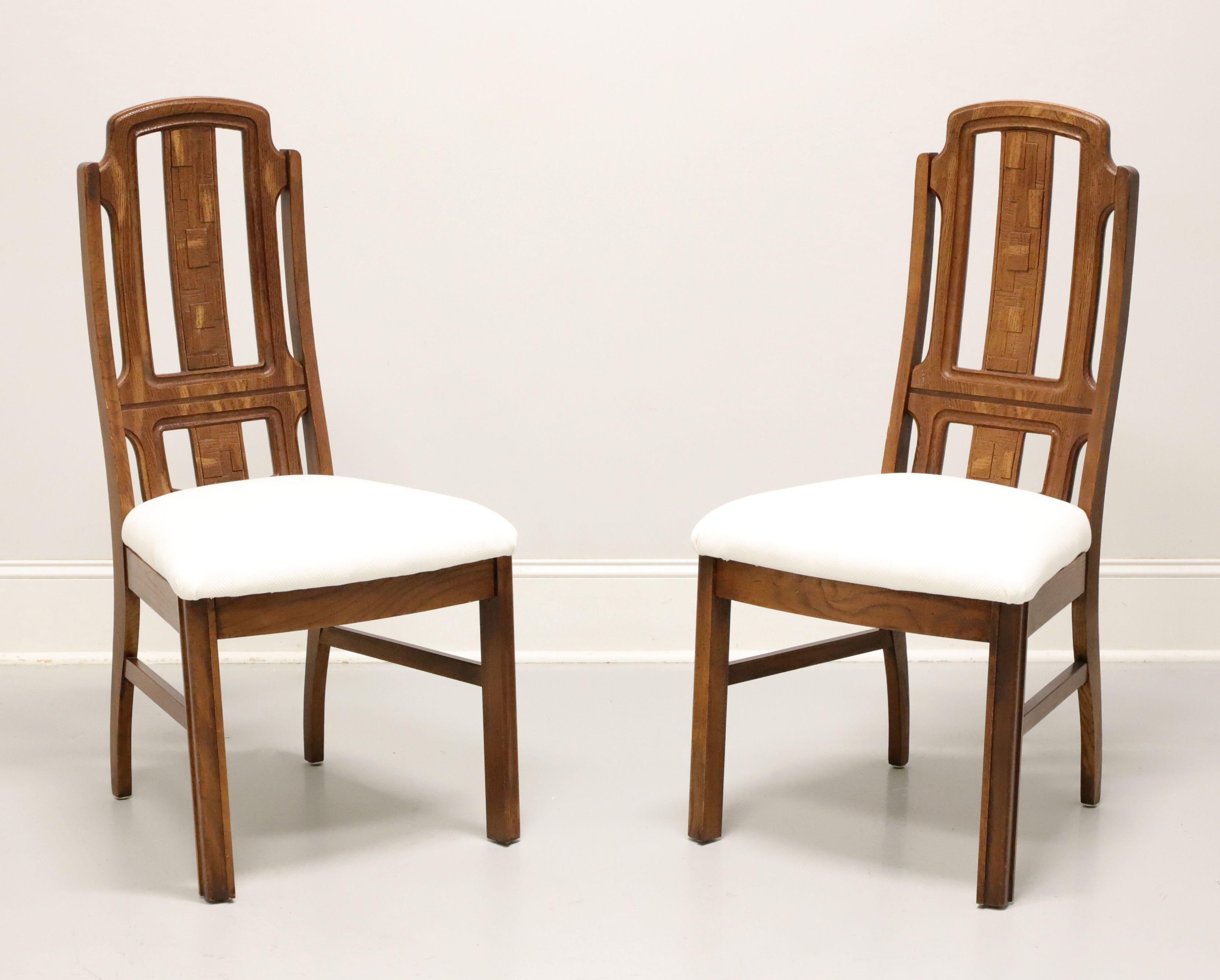 BROYHILL PREMIER Mid 20th Century Oak Brutalist Style Dining Side Chairs -Pair A For Sale 3
