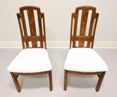 BROYHILL PREMIER Mid 20th Century Oak Brutalist Style Dining Side Chairs -Pair A